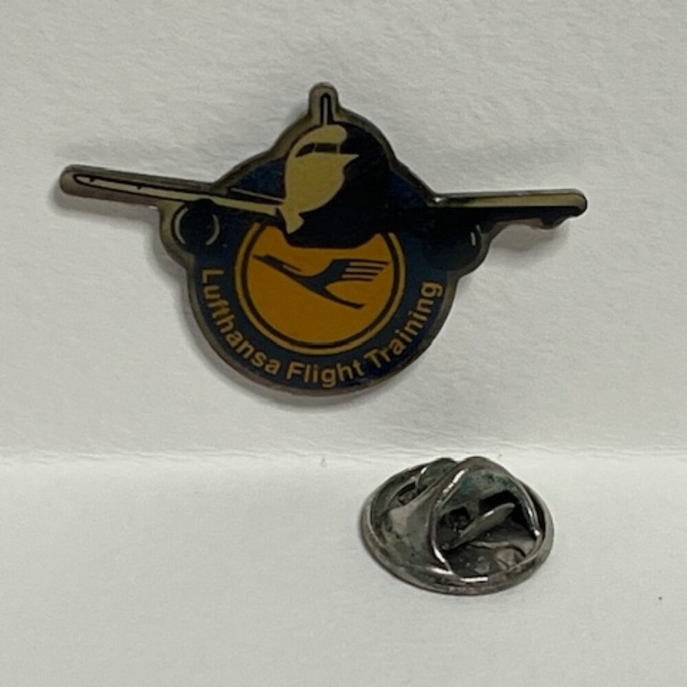 VTG Lufthansa Flight Training Enamel Crane Logo Lapel Vest Hat Jacket Pin 1.25"